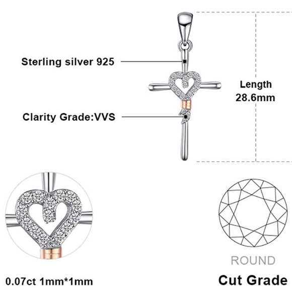 Love Heart Cross Pendant - Picture 5 of 5